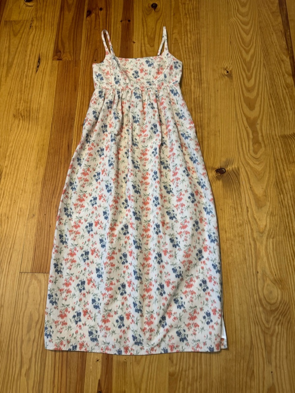 Rebecca Taylor Emma Dress Women’s Size 2 Floral Maxi Cream Blush Blue Pockets - Picture 4 of 16
